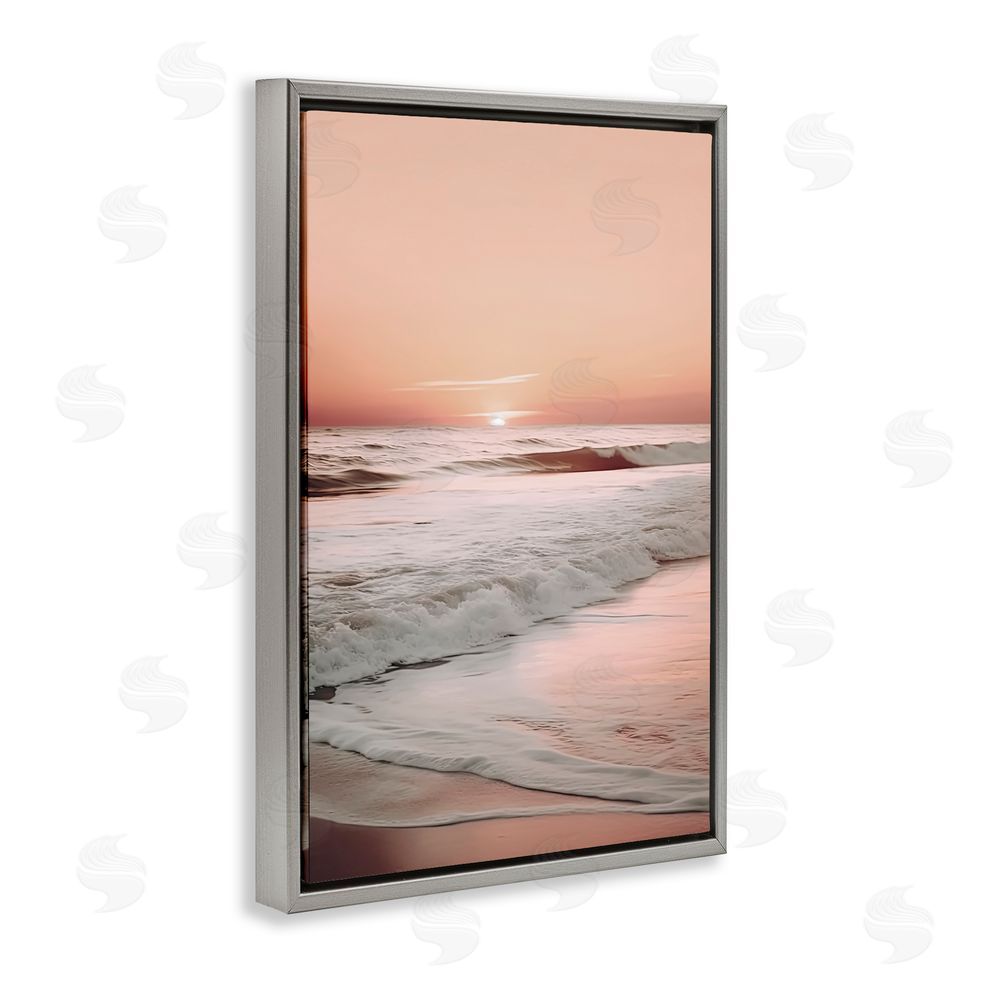 Decent Exposures Apricot Beach View Gray Floating Frame Canvas Wall Art Print