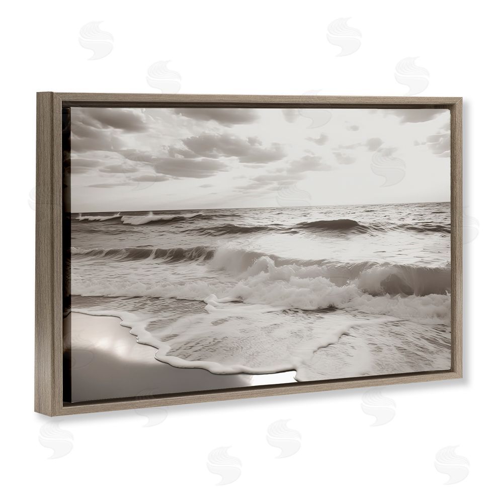 Decent Exposures Beach View Reverie Brown Floating Frame Canvas Wall Art Print