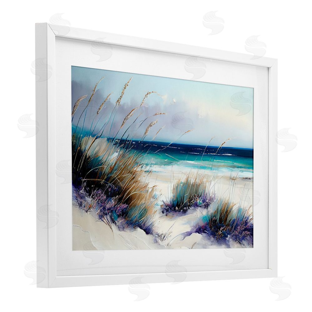 Sasha Euphoria Beach Dunes White Framed Print Under Glass Wall Art
