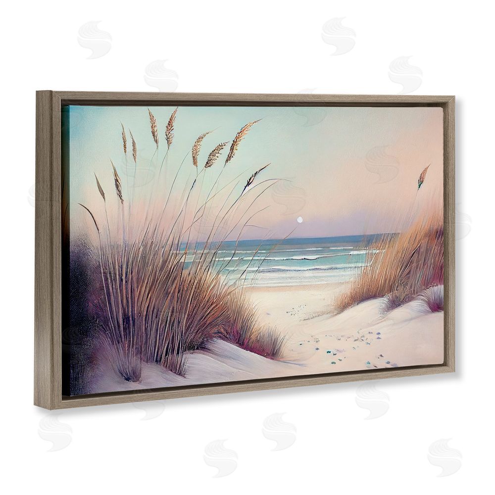 Sasha Euphoria Beach Dunes View Brown Floating Frame Canvas Wall Art Print
