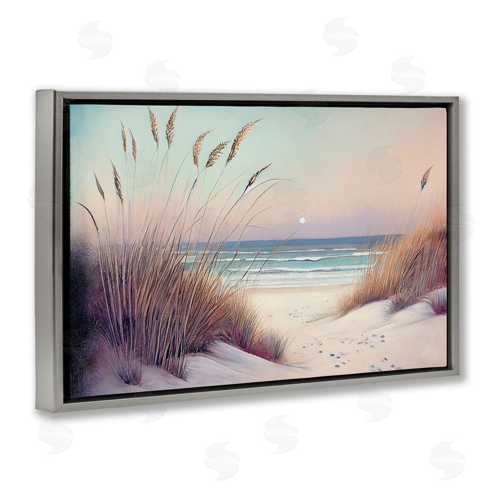 Sasha Euphoria Beach Dunes View Gray Floating Frame Canvas Wall Art Print