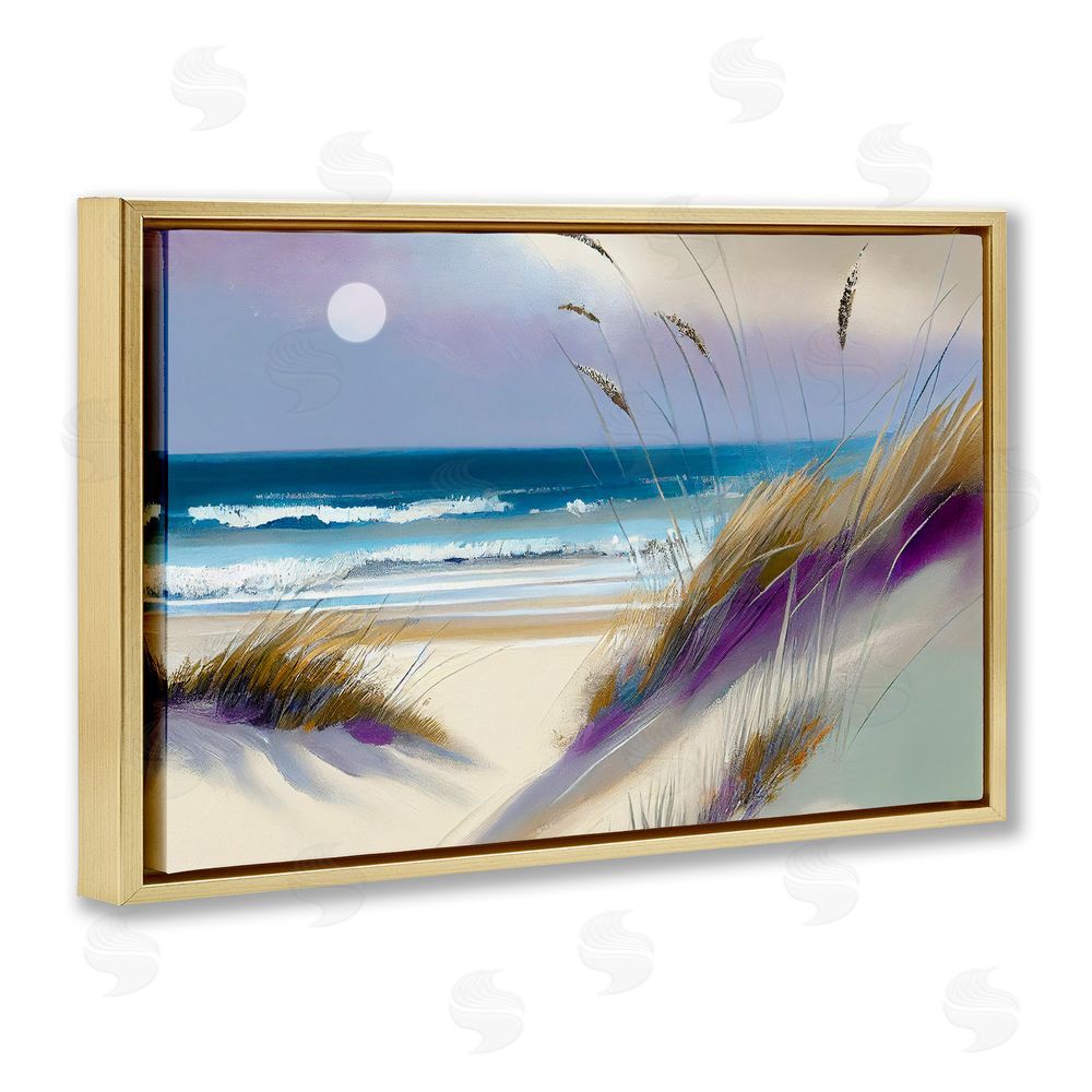Sasha Beach Dunes Serenity Gold Floating Frame Canvas Wall Art Print
