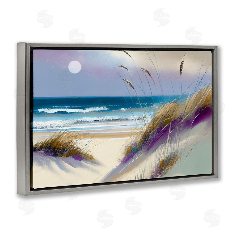 Sasha Beach Dunes Serenity Gray Floating Frame Canvas Wall Art Print