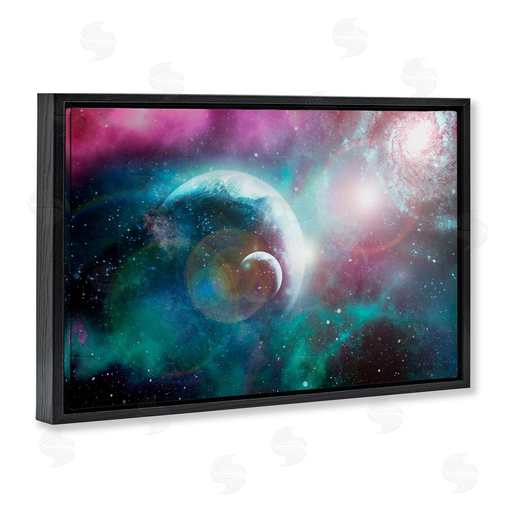 Ali Chris Eclipsing Cosmos Planets Black Floating Frame Canvas Wall Art Print