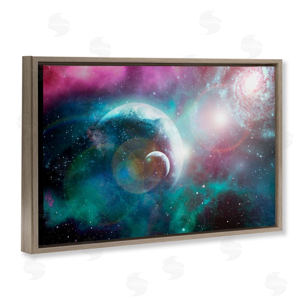 Ali Chris Eclipsing Cosmos Planets Brown Floating Frame Canvas Wall Art Print