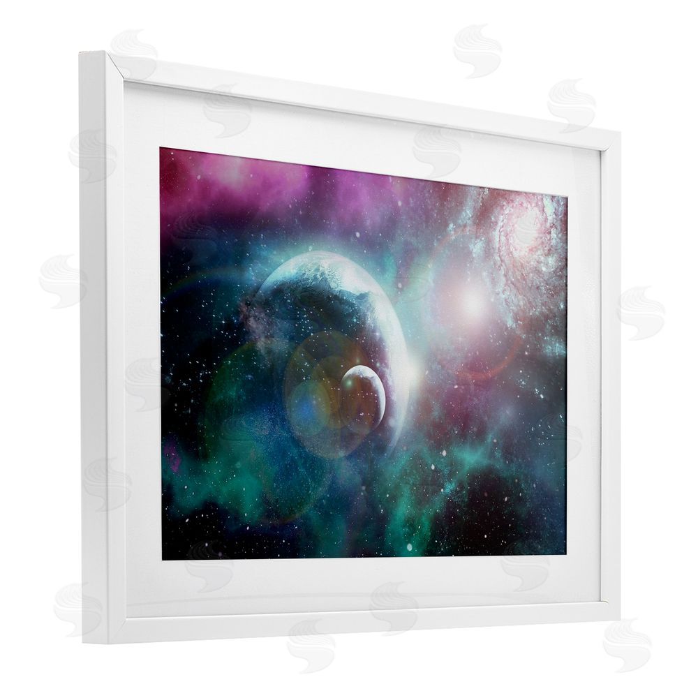 Ali Chris Eclipsing Cosmos Planets White Framed Print Under Glass Wall Art