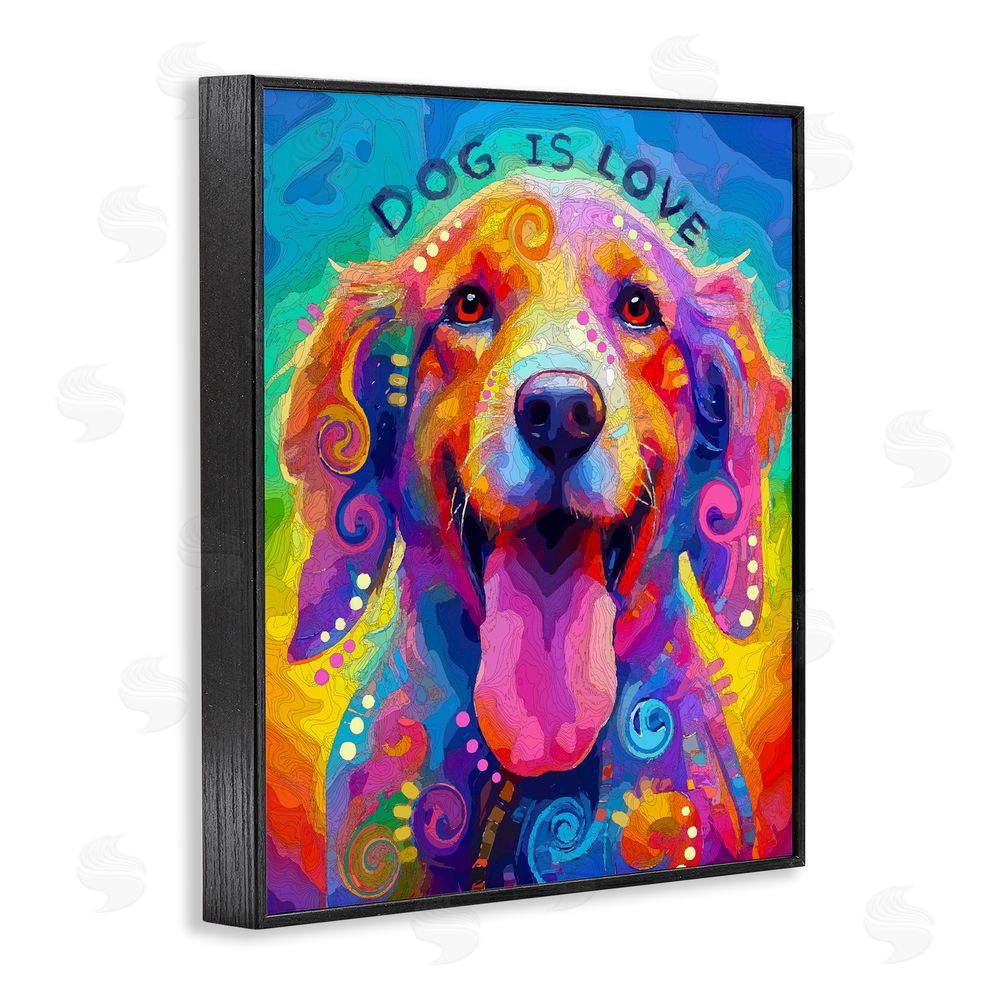 Dean Russo- Evolution Collection Dog Is Love Swirled Pattern Black Framed Giclee Print Wall Art