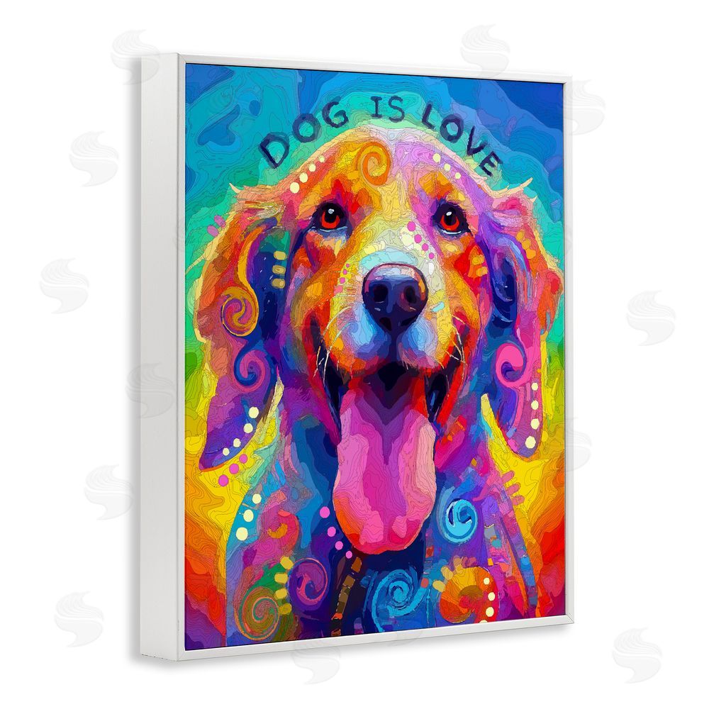 Dean Russo- Evolution Collection Dog Is Love Swirled Pattern White Framed Giclee Print Wall Art