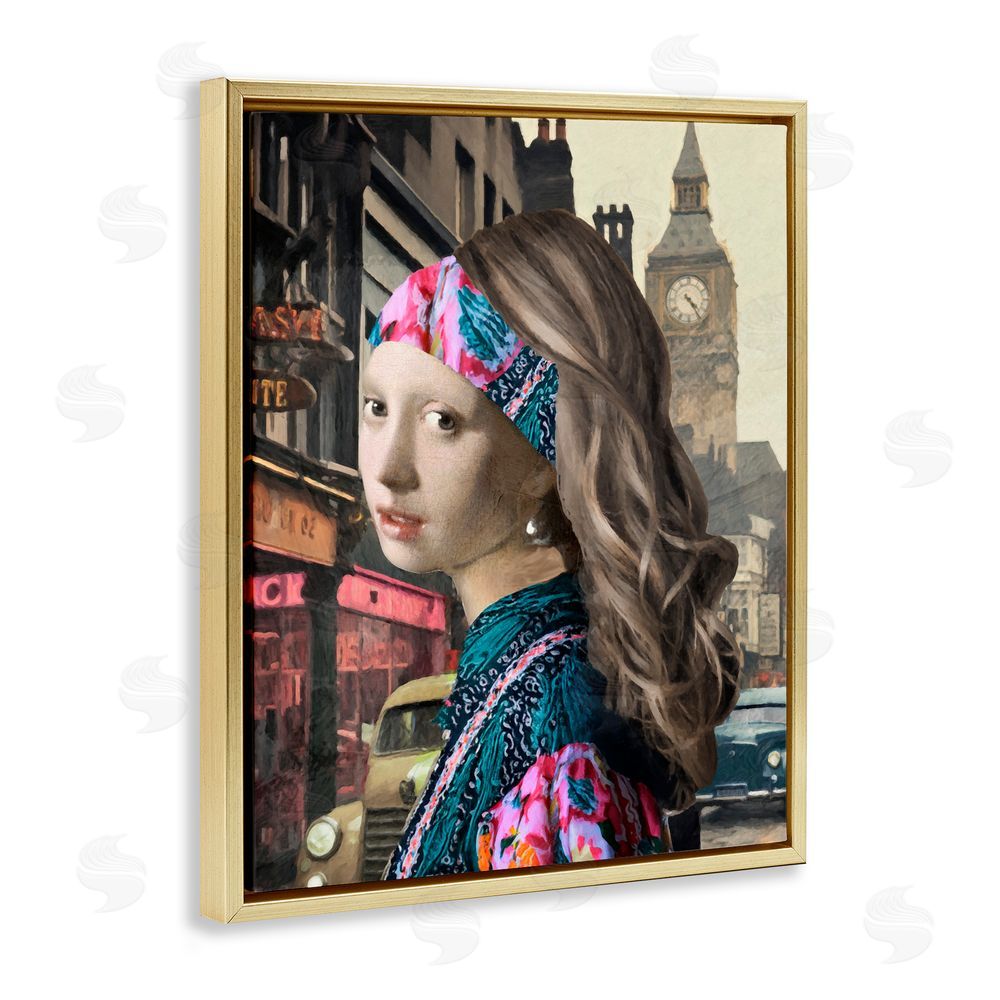 Sasha Carnaby Street Remix Painting Gold Floating Frame Canvas Wall Art Print