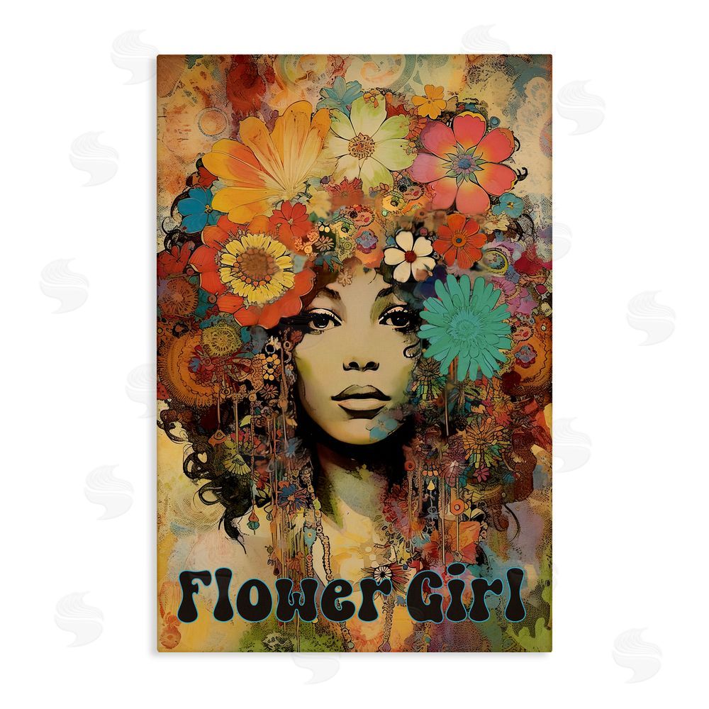 Sasha Bohemian Flower Girl Stretched Canvas Wall Art Print