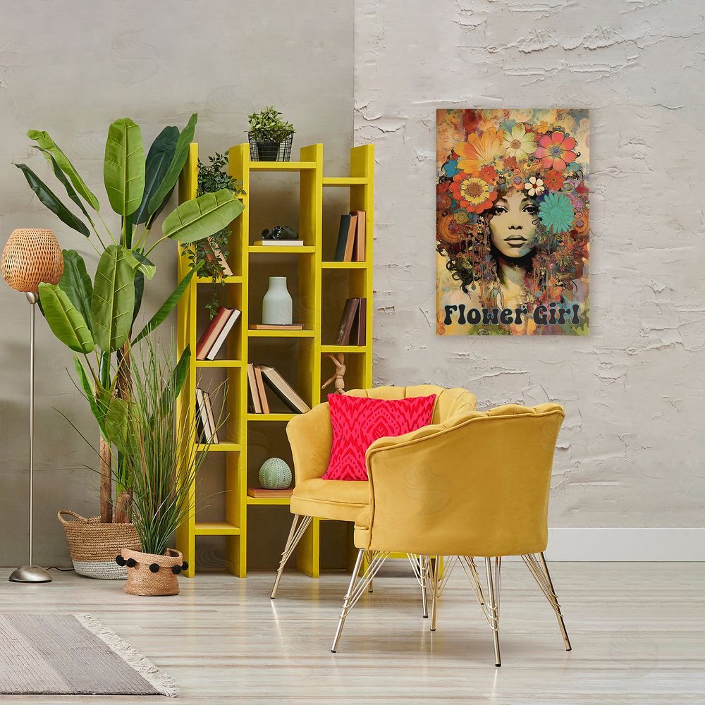 Sasha Bohemian Flower Girl Stretched Canvas Wall Art Print in Room