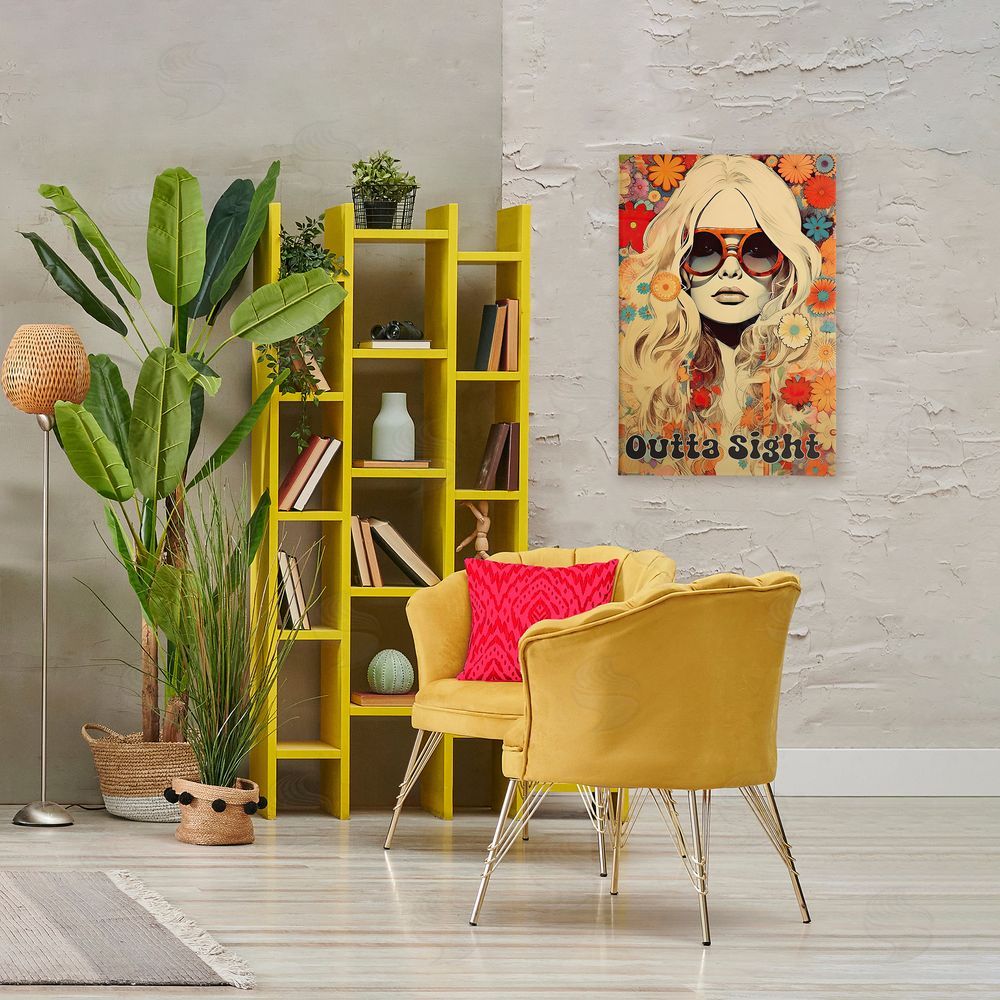 Sasha Outta Sight Hippie Girl Stretched Canvas Wall Art Print in Room