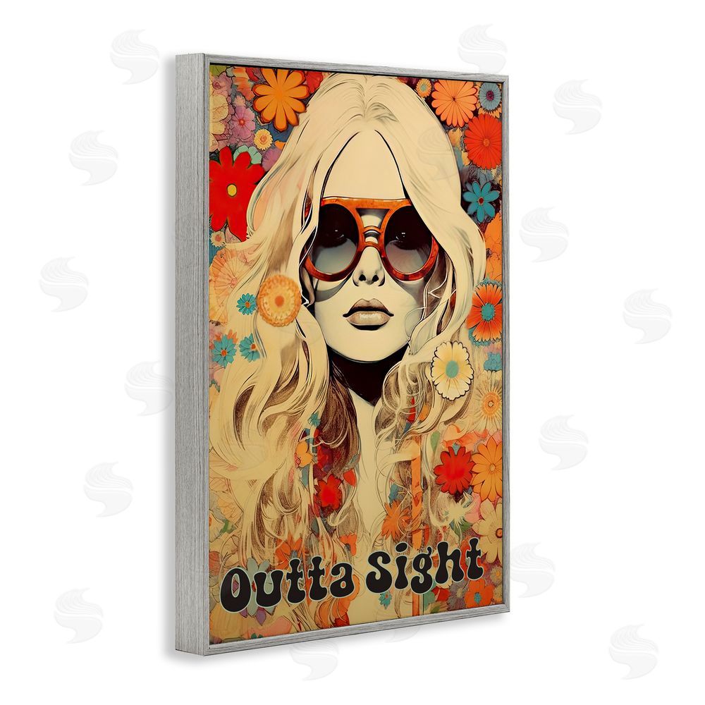 Sasha Outta Sight Hippie Girl Gray Framed Giclee Print Wall Art