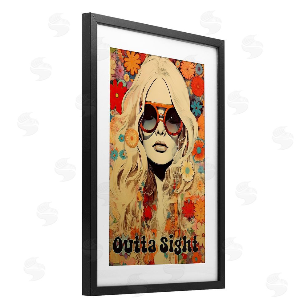 Sasha Outta Sight Hippie Girl Black Framed Print Under Glass Wall Art