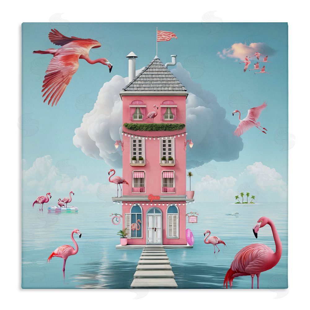 Lori Lea Studios Flamingo Hotel on Water Stretched Canvas Wall Art Print