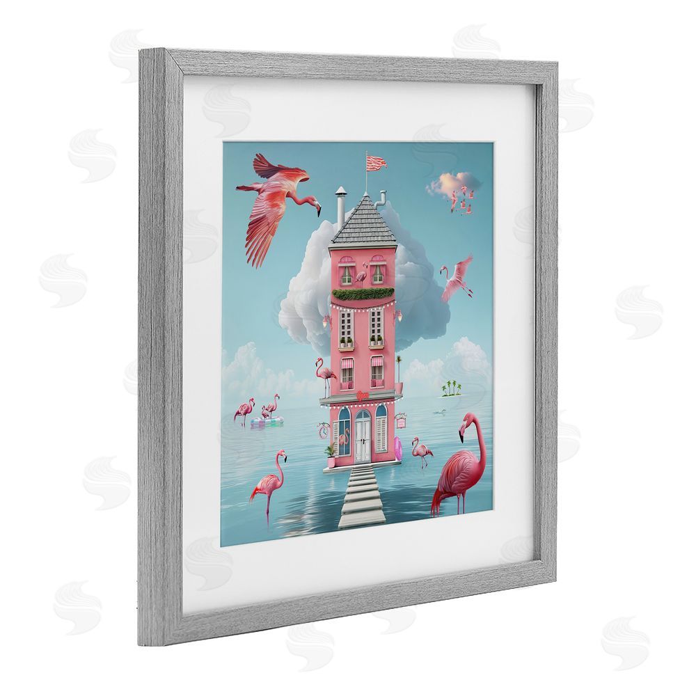 Lori Lea Studios Flamingo Hotel on Water Gray Framed Print Under Glass Wall Art