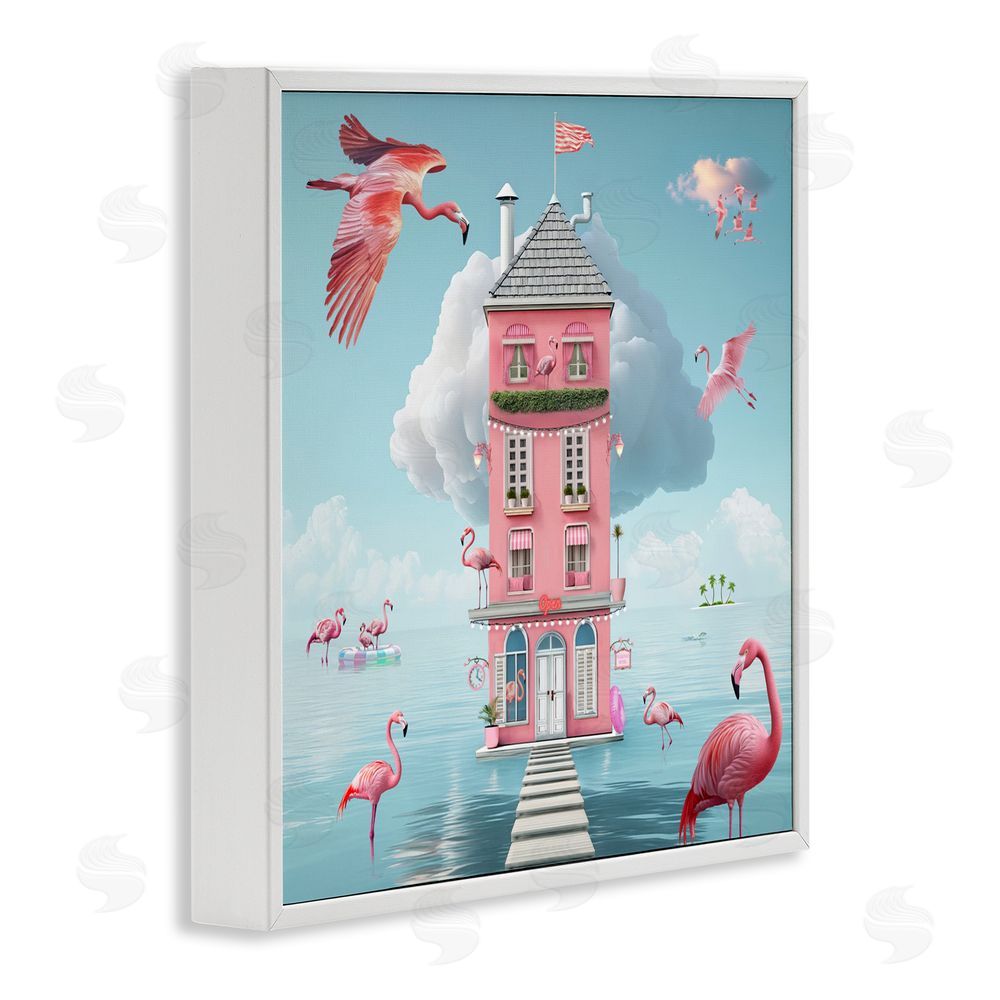 Lori Lea Studios Flamingo Hotel on Water White Framed Giclee Print Wall Art