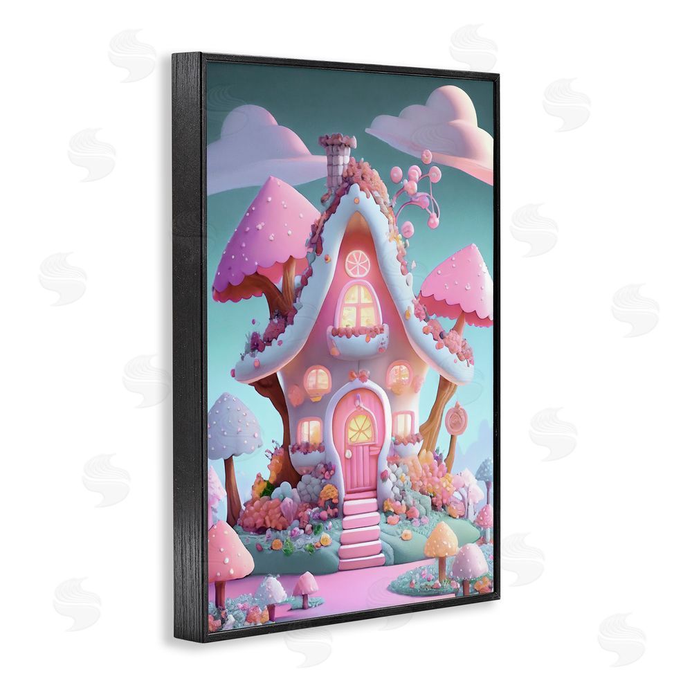 Sasha Magicville Candy Mushroom House Black Framed Giclee Wall Art Print