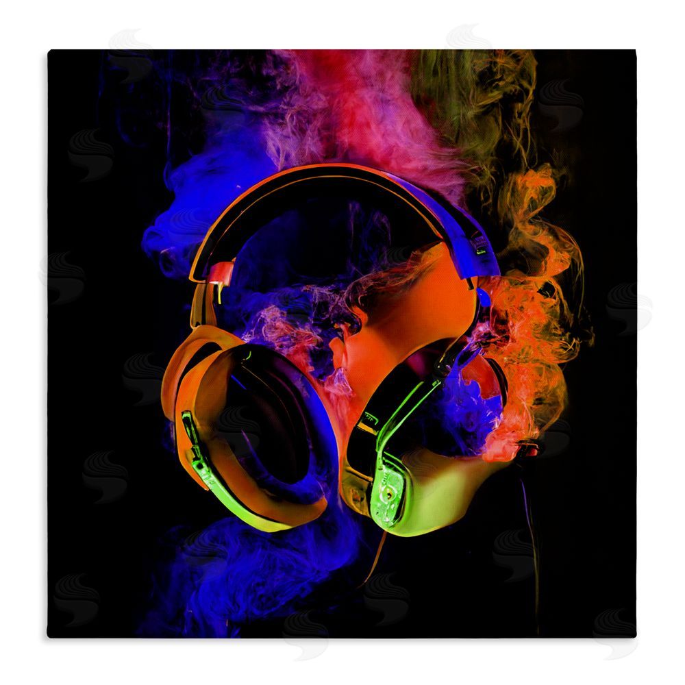 Sasha Power Play Headphones Stretched Canvas Wall Art Print