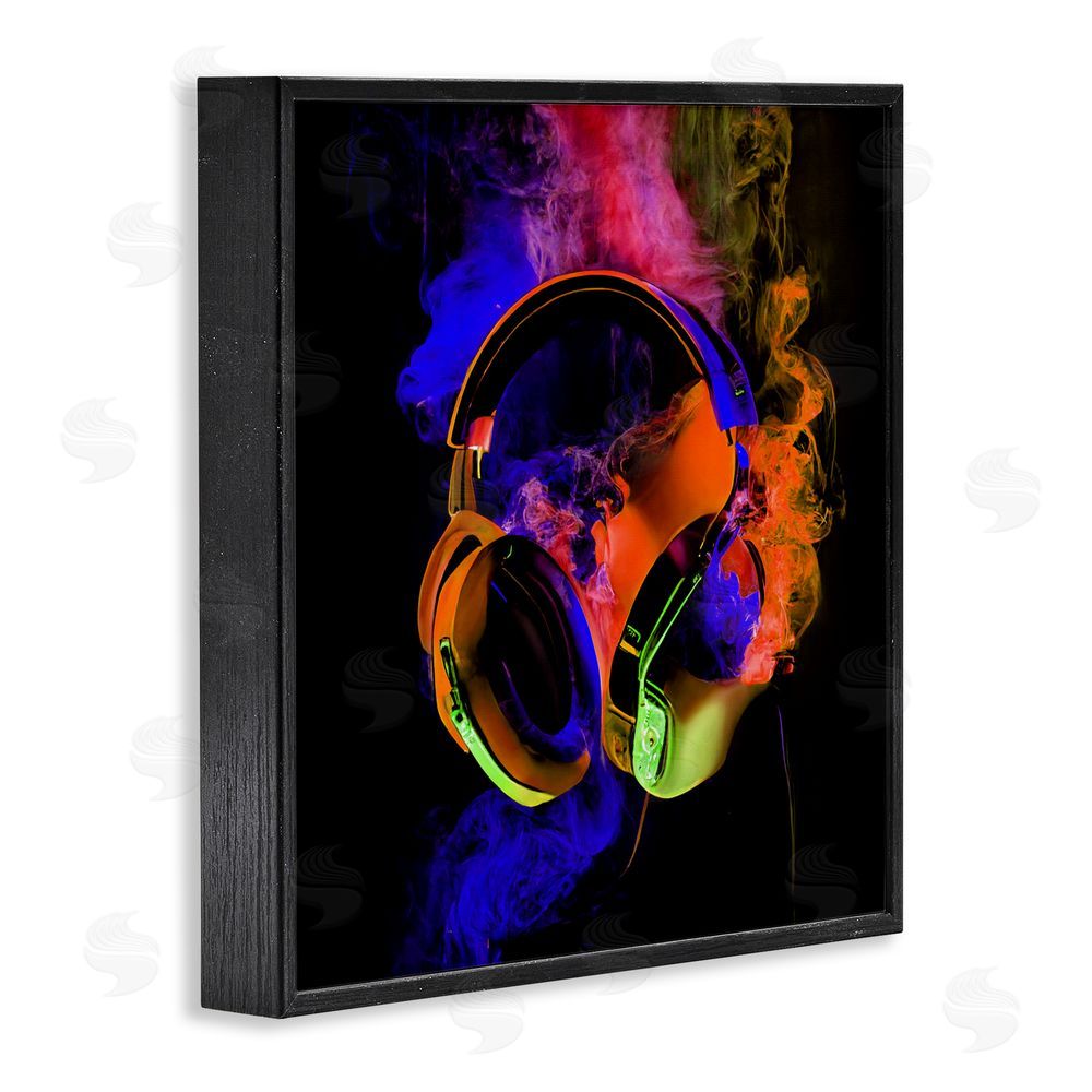 Sasha Power Play Headphones Black Framed Giclee Print Wall Art