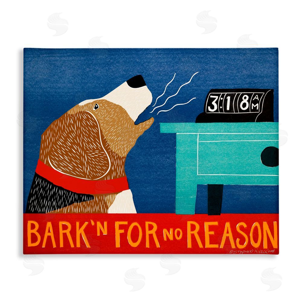 Stephen Huneck Bark'n For No Reason Stretched Canvas Wall Art Print
