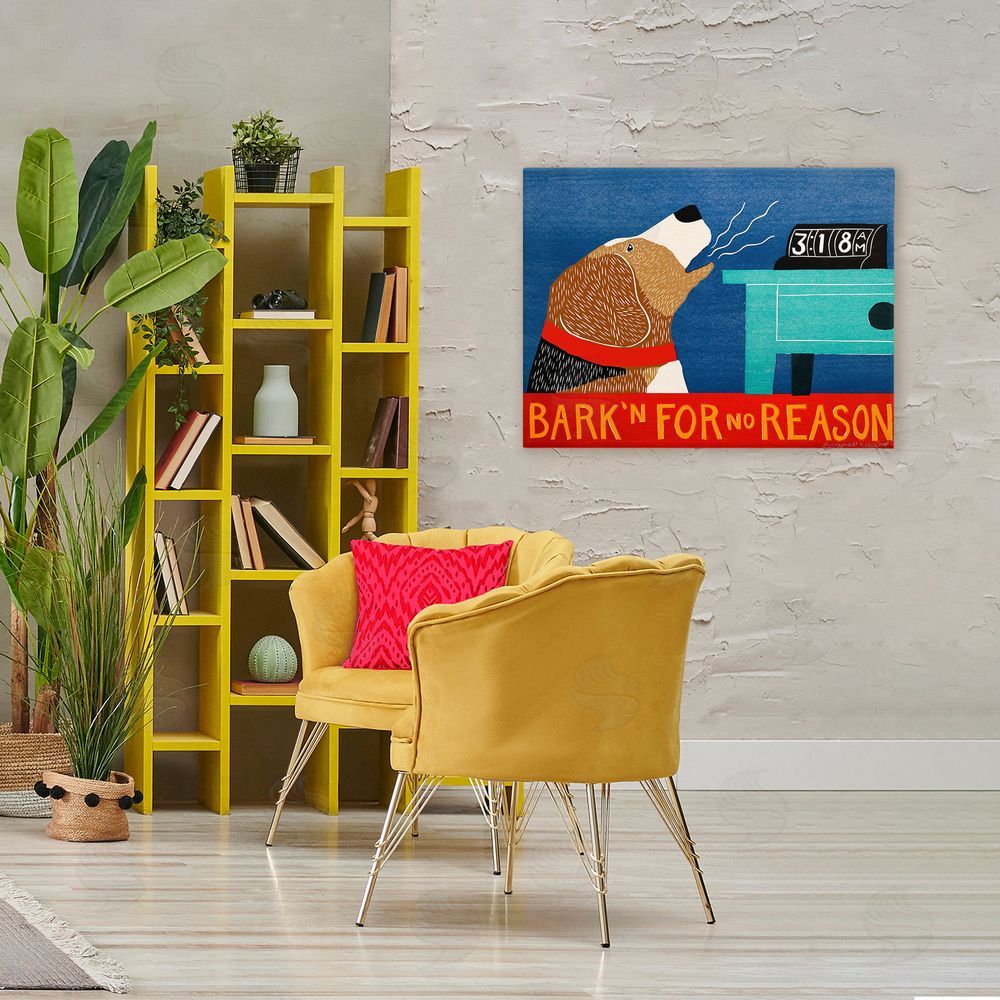 Stephen Huneck Bark'n For No Reason Stretched Canvas Wall Art Print in Room