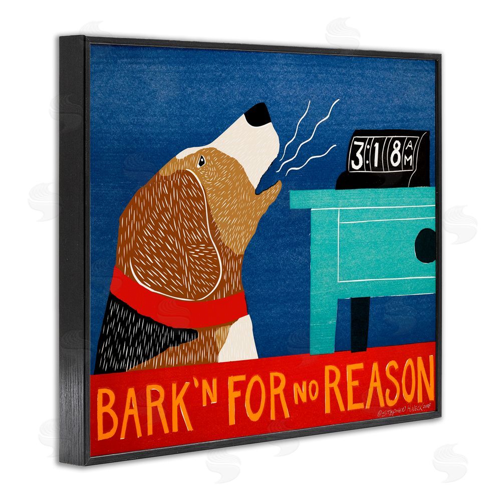 Stephen Huneck Bark'n For No Reason Black Framed Giclee Print Wall Art