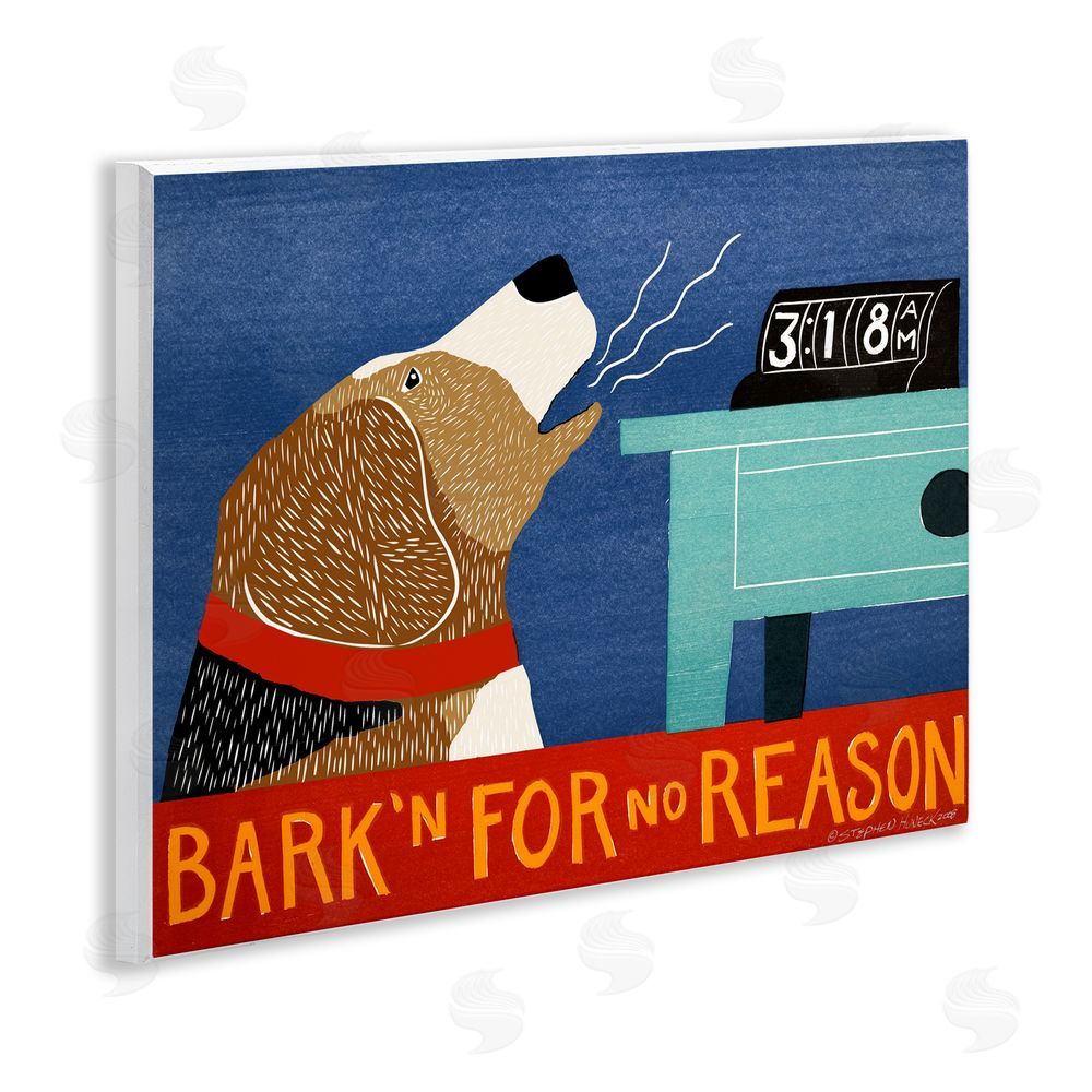 Stephen Huneck Bark'n For No Reason Wooden Wall Plaque Art Print