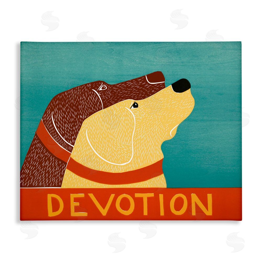 Stephen Huneck Devotion Dog Duo Stretched Canvas Wall Art Print