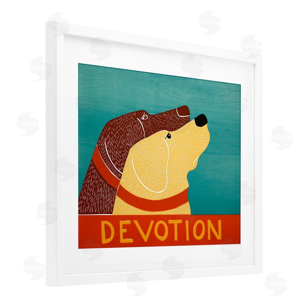 Stephen Huneck Devotion Dog Duo White Framed Print Under Glass Wall Art