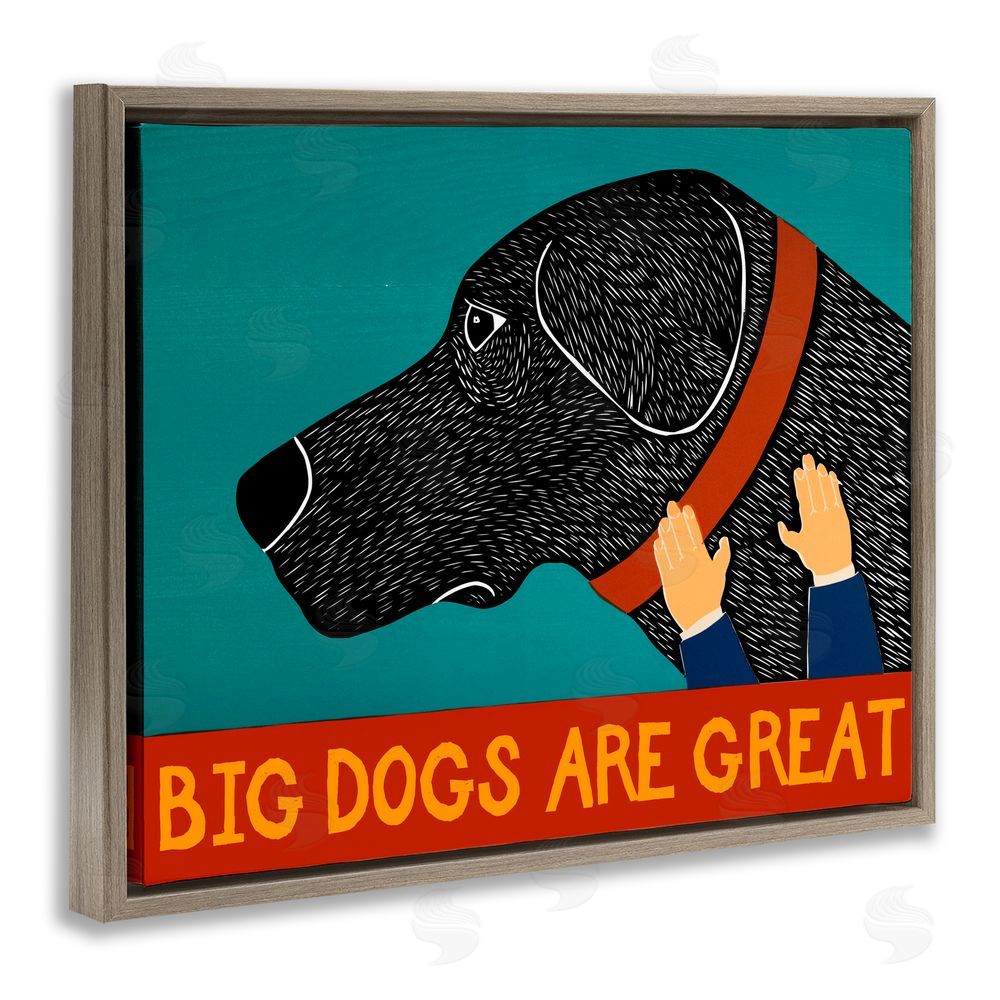Stephen Huneck Big Dogs Are Great Brown Floating Frame Canvas Wall Art Print
