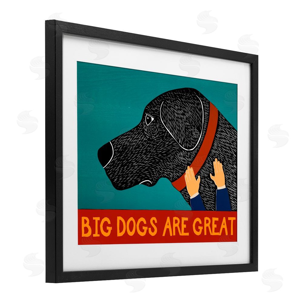 Stephen Huneck Big Dogs Are Great Black Framed Print Under Glass Wall Art