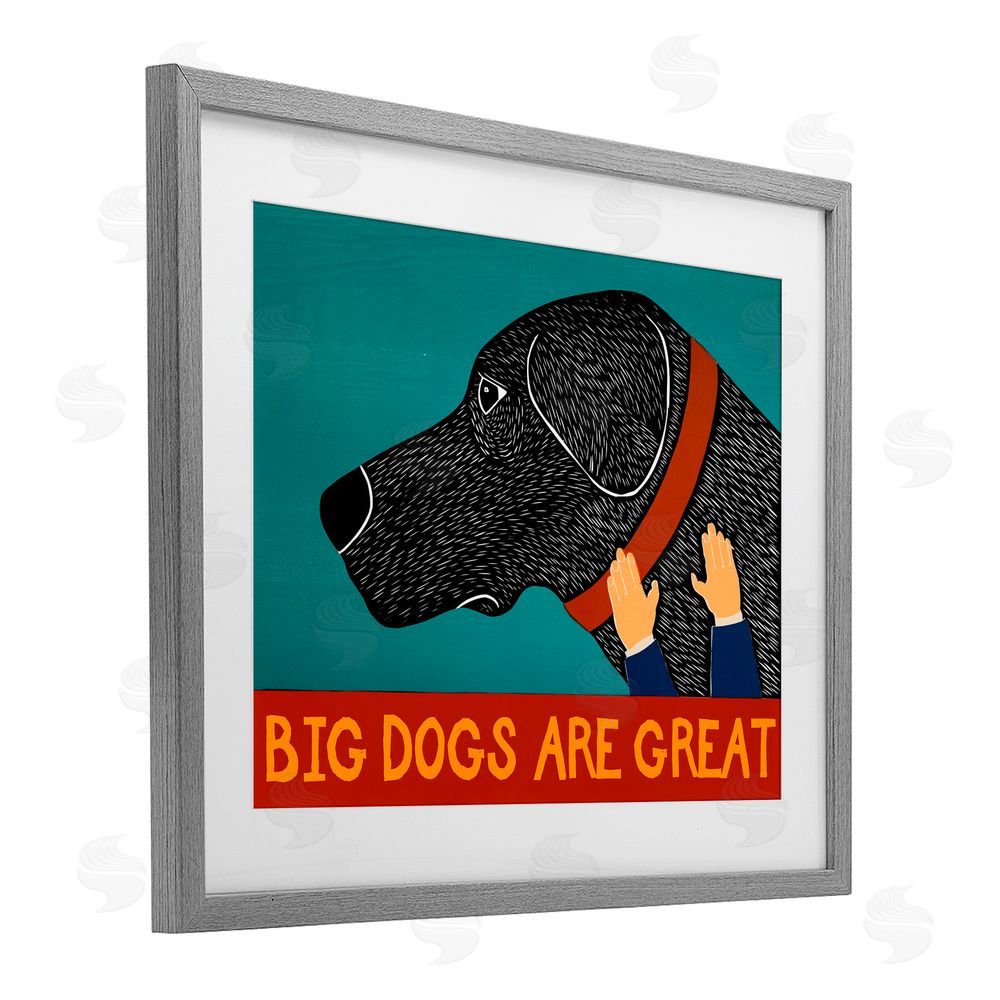 Stephen Huneck Big Dogs Are Great Gray Framed Print Under Glass Wall Art