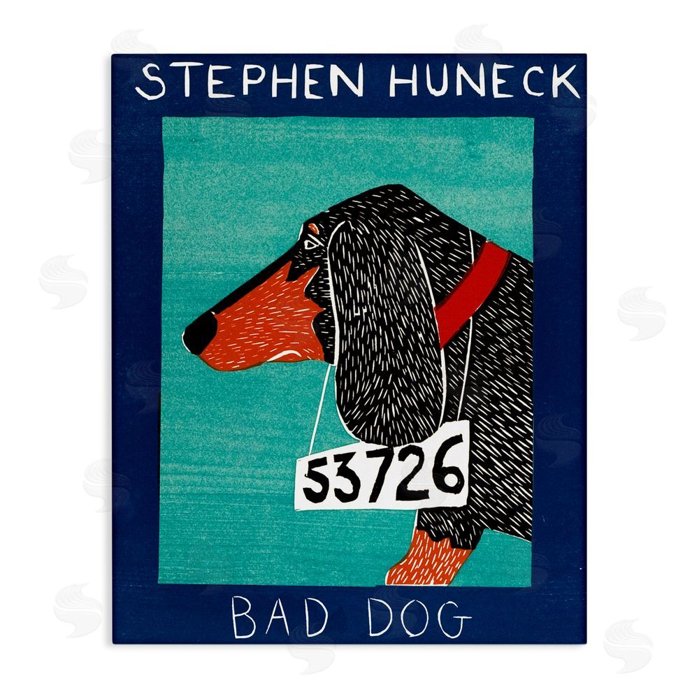 Stephen Huneck Bad Dog Dachshund Stretched Canvas Wall Art Print