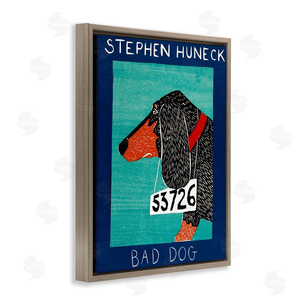 Stephen Huneck Bad Dog Dachshund Brown Floating Frame Canvas Wall Art Print