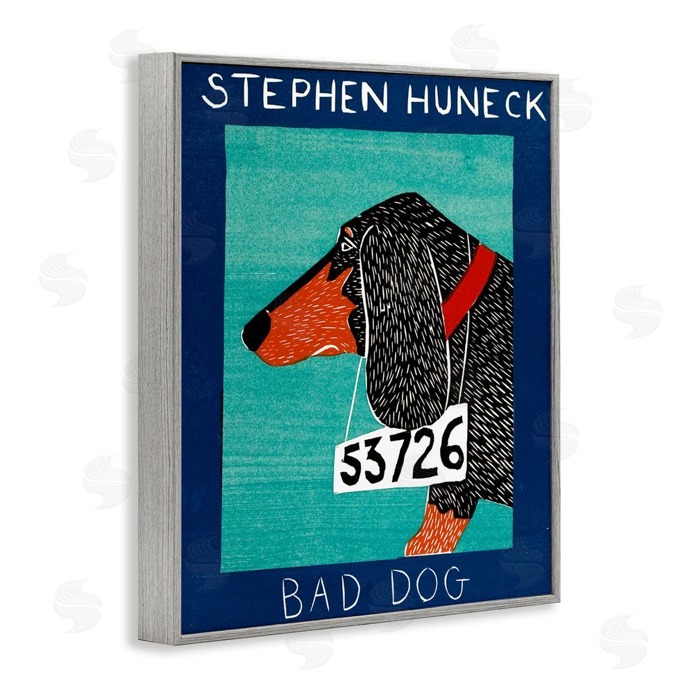 Stephen Huneck Bad Dog Dachshund Gray Framed Giclee Print Wall Art