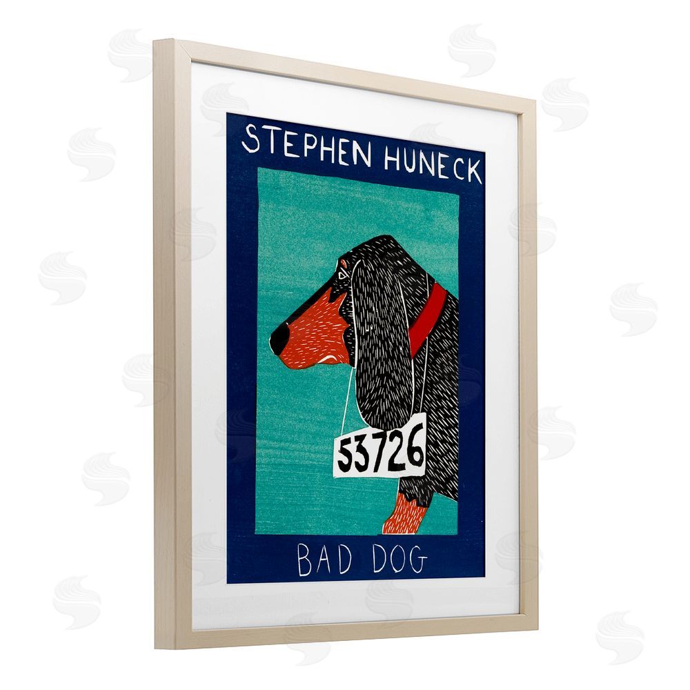 Stephen Huneck Bad Dog Dachshund Brown Framed Print Under Glass Wall Art