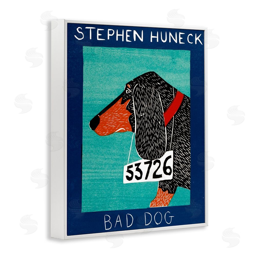 Stephen Huneck Bad Dog Dachshund White Framed Giclee Print Wall Art