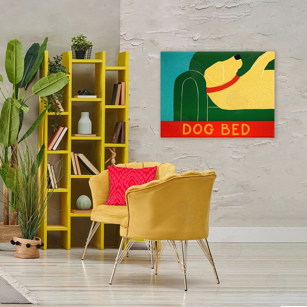 Stephen Huneck Dog Bed Labrador Stretched Canvas Wall Art Print in Room