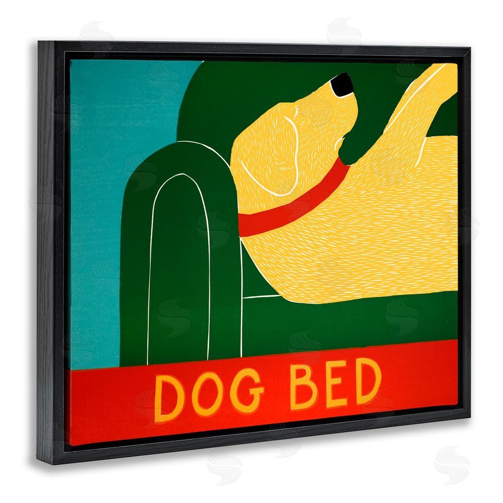 Stephen Huneck Dog Bed Labrador Black Floating Frame Canvas Wall Art Print