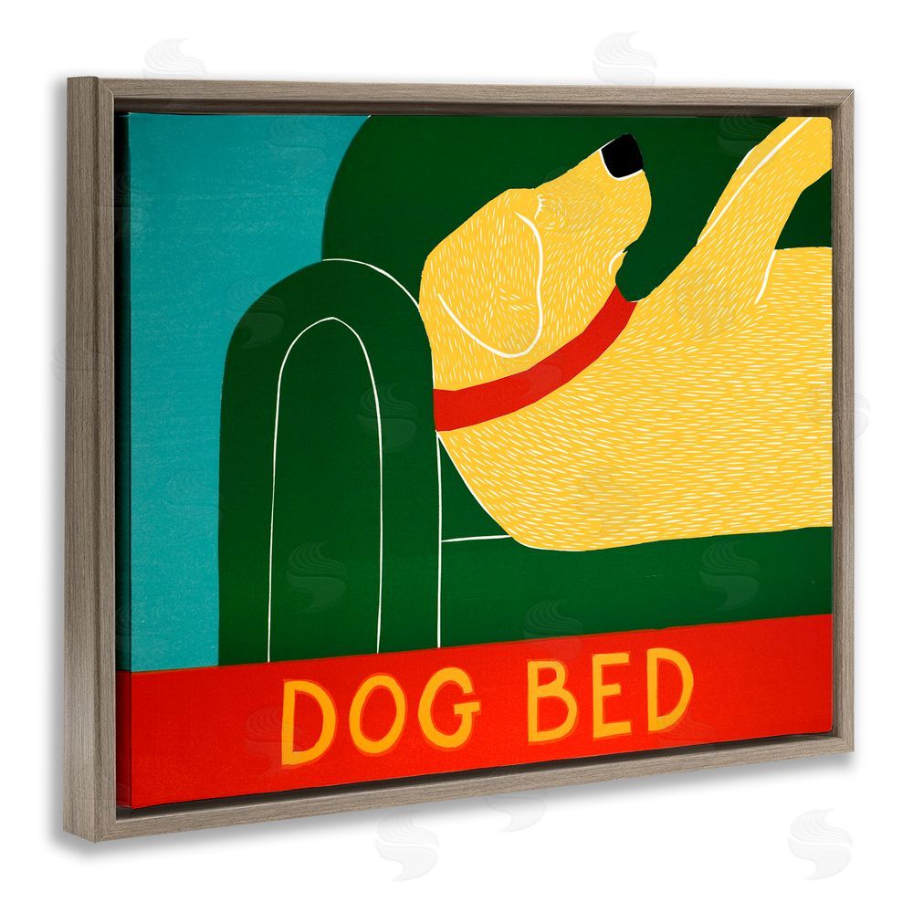 Stephen Huneck Dog Bed Labrador Brown Floating Frame Canvas Wall Art Print