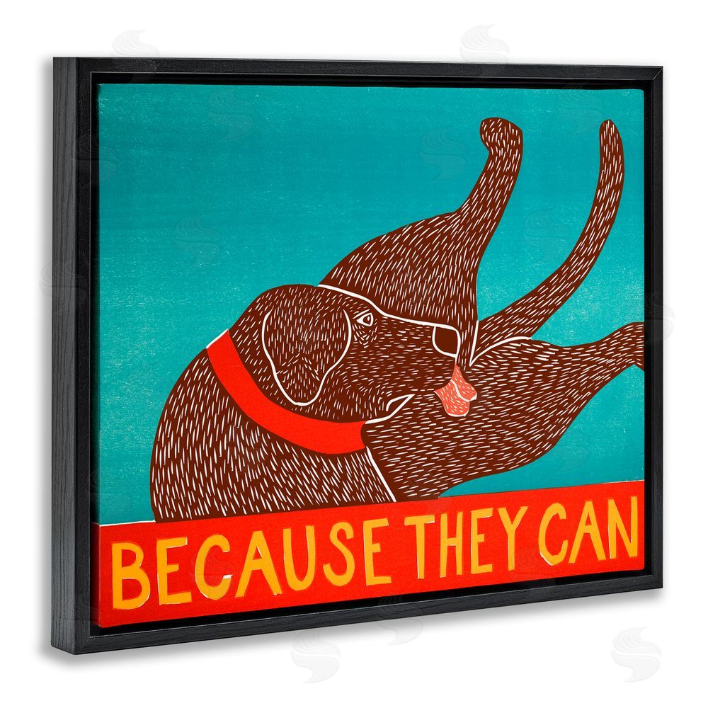 Stephen Huneck Because They Can Funny Dog Black Floating Frame Canvas Wall Art Print