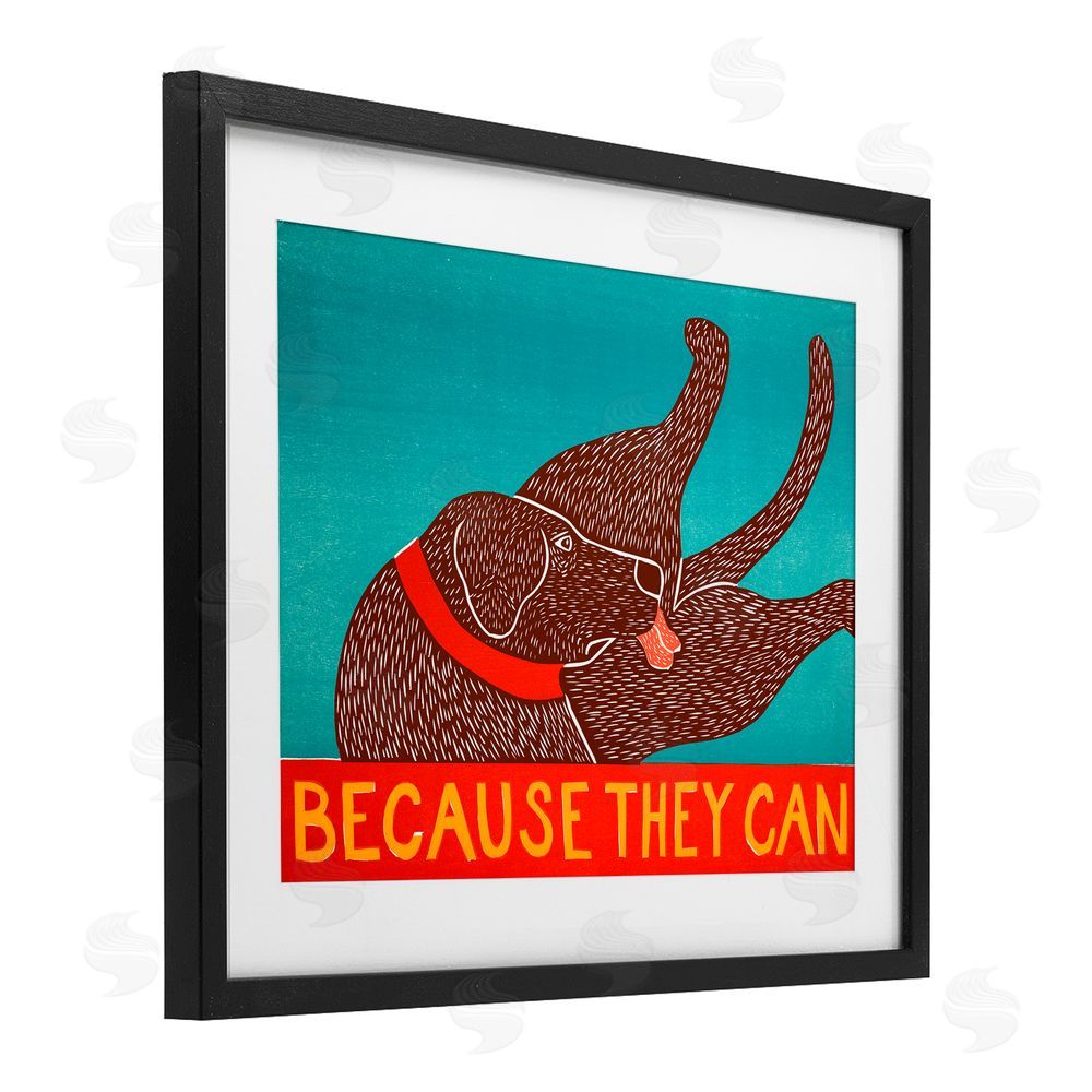 Stephen Huneck Because They Can Funny Dog Black Framed Print Under Glass Wall Art