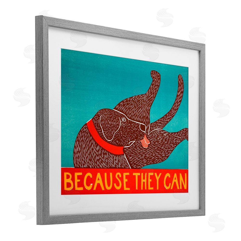 Stephen Huneck Because They Can Funny Dog Gray Framed Print Under Glass Wall Art