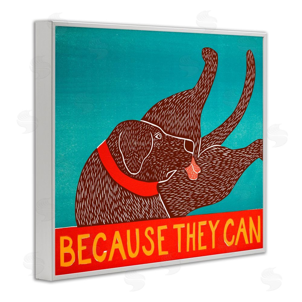 Stephen Huneck Because They Can Funny Dog White Framed Giclee Print Wall Art