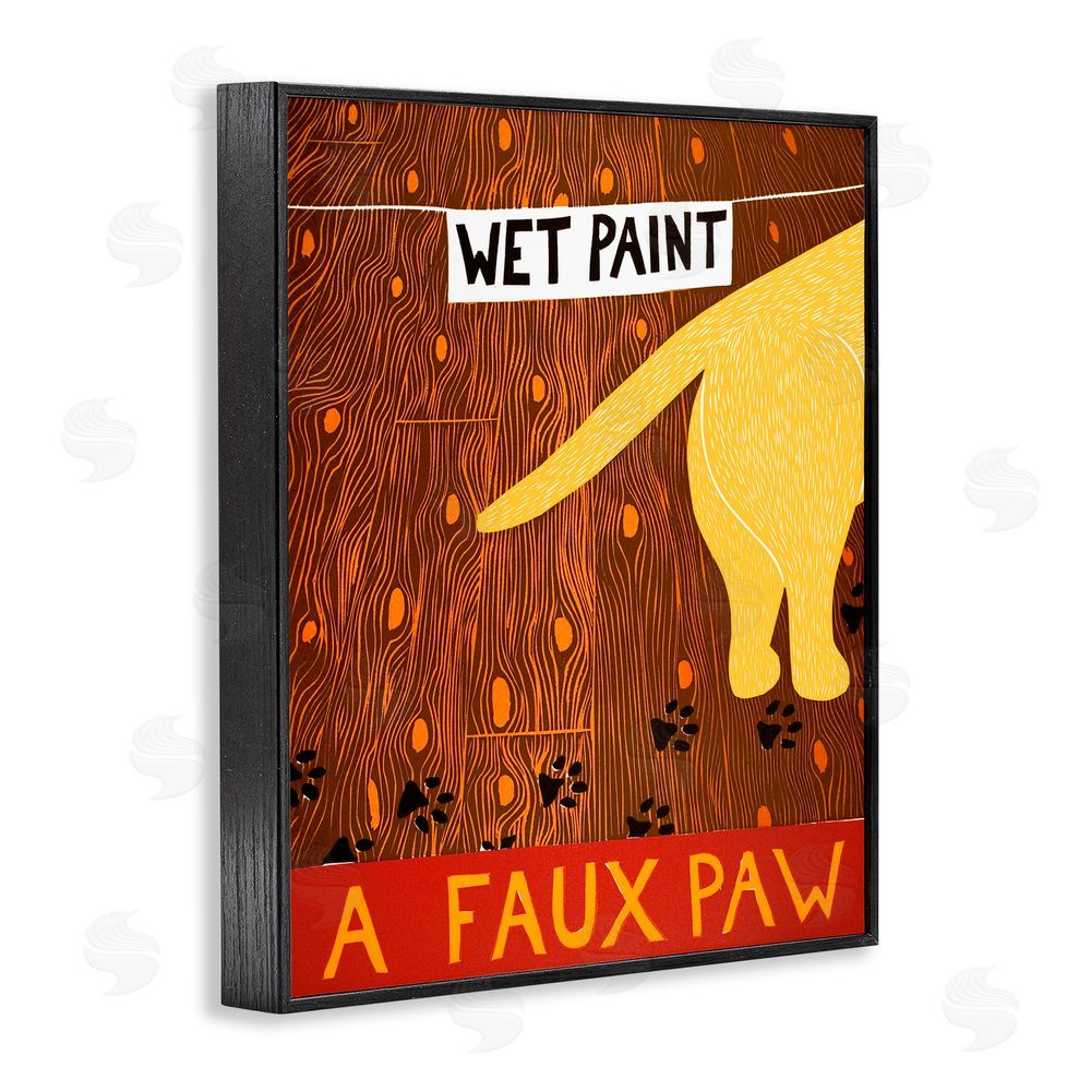 Stephen Huneck Wet Paint Faux Paw Black Framed Giclee Print Wall Art
