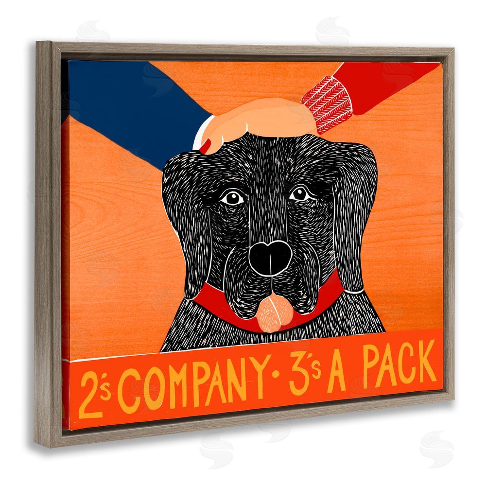Stephen Huneck 2's Company Dog Brown Floating Frame Canvas Wall Art Print