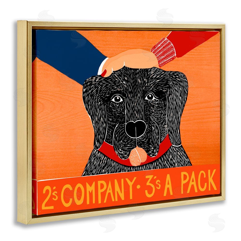 Stephen Huneck 2's Company Dog Gold Floating Frame Canvas Wall Art Print