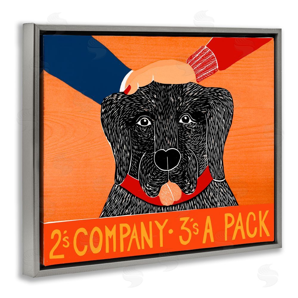 Stephen Huneck 2's Company Dog Gray Floating Frame Canvas Wall Art Print