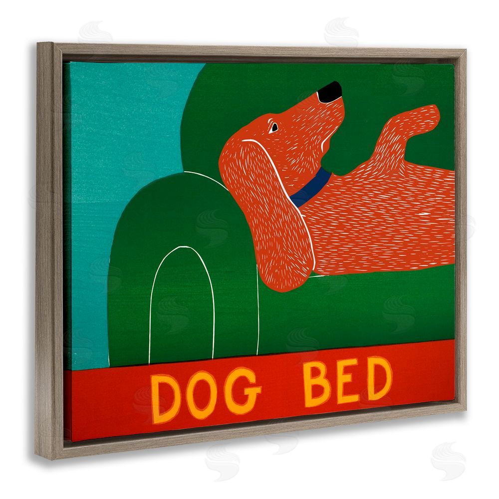 Stephen Huneck Dog Bed Couch Brown Floating Frame Canvas Wall Art Print